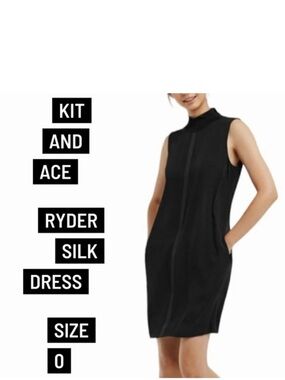 Kit and Ace women's size 0 black sleeveless mock neck silk blend Ryder dress CBK